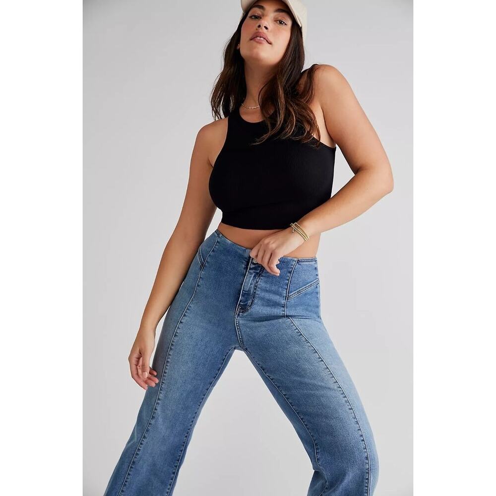 We The Free People Jeans Womens 34 Denim Flare Bell Crvy‎ Wild Honey Boho Hippie